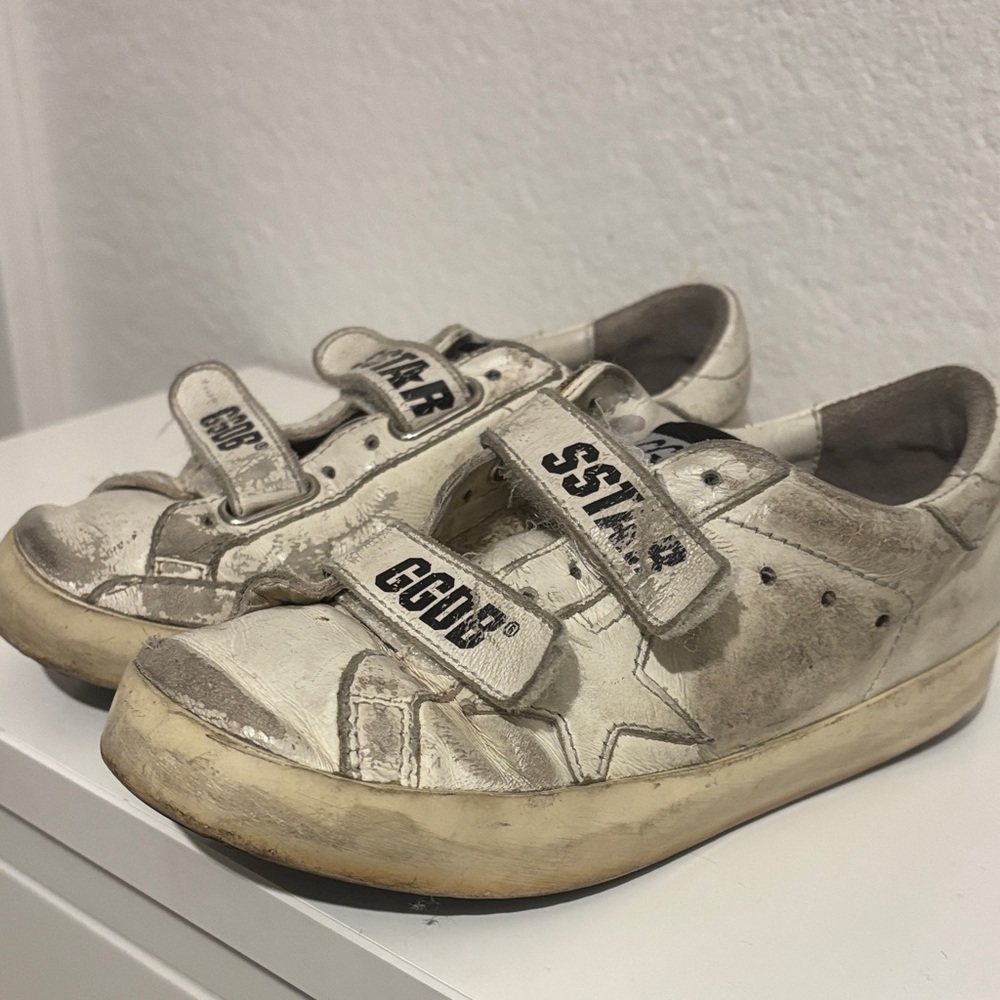 Golden Goose Kids Silver and Cream Sneakers